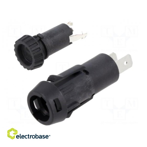 Fuse holder | cylindrical fuses | 5x20mm | 10A | on panel | black | FPG3 image 1
