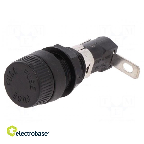 Fuse holder | cylindrical fuses | 5x20mm | 16A | 250V | on panel image 1