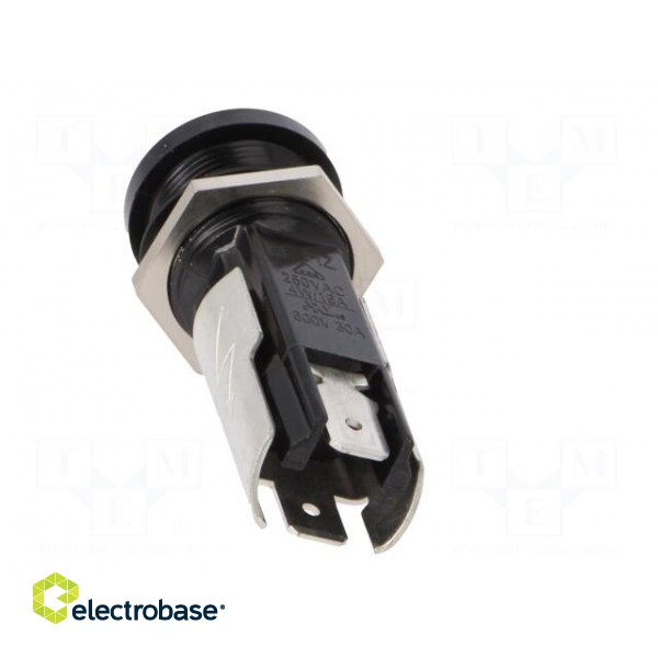 Fuse holder | cylindrical fuses | 5x20mm | 16A | on panel | black | FIZ фото 5