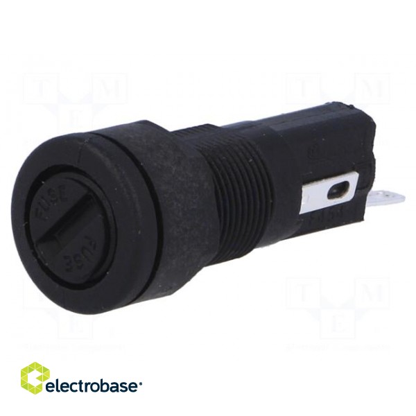 Fuse holder | cylindrical fuses | 5x20mm | 250V | on panel | black image 1