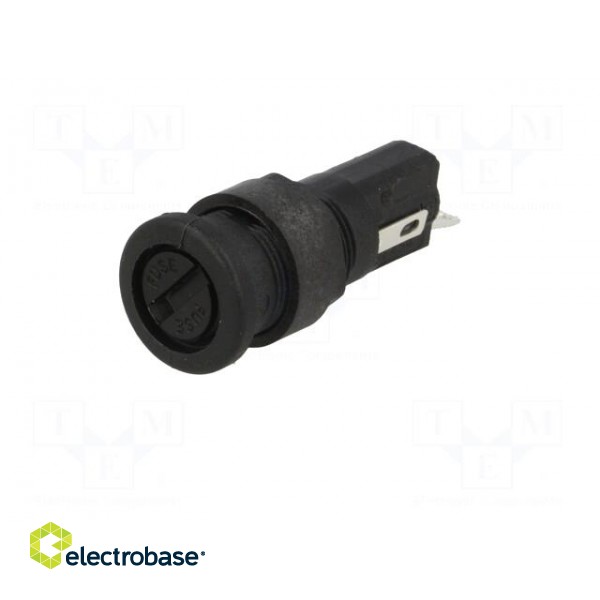 Fuse holder | cylindrical fuses | 5x20mm | 250V | on panel | black paveikslėlis 3
