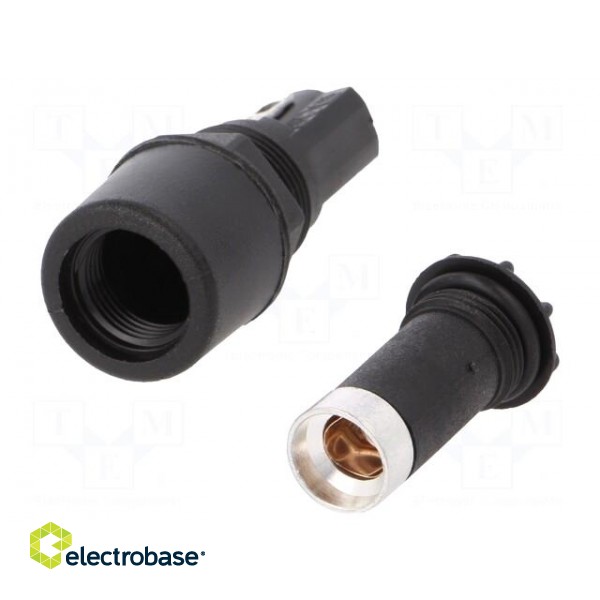 Fuse holder | cylindrical fuses | 5x20mm | 250V | on panel | black фото 2
