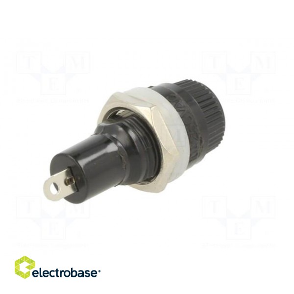 Fuse holder with cover | cylindrical fuses | 5mm | 10A | on panel фото 6