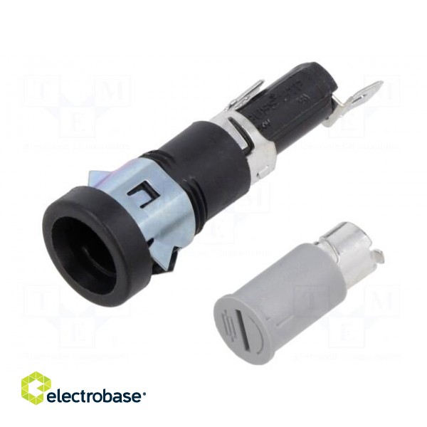 Fuse holder with cover | cylindrical fuses | 6.3x32mm | 20A | black