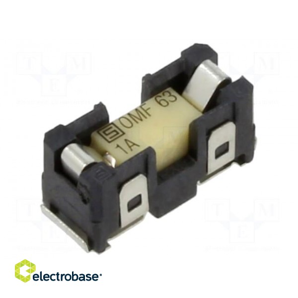 Fuse holder | cylindrical fuses | SMT | -40÷85°C | 1A | UL94V-0 | black