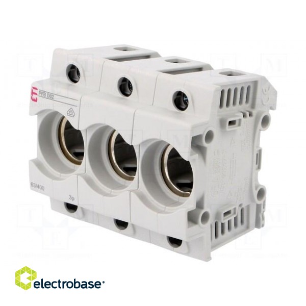 Fuse base | D02 | for DIN rail mounting | 63A | 400VAC | Poles: 3 image 1