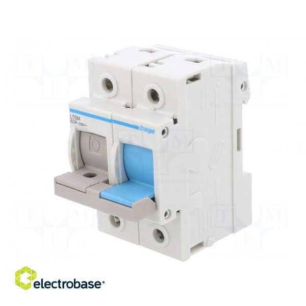 Fuse disconnector | D02 | for DIN rail mounting | 63A | 400V | Poles: 2 image 1