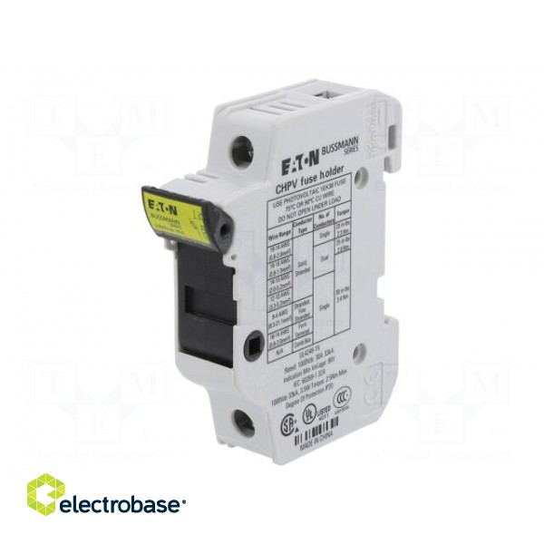 Fuse holder | 10.3x38mm | for DIN rail mounting | 30A | Poles: 1 | IP20 paveikslėlis 1