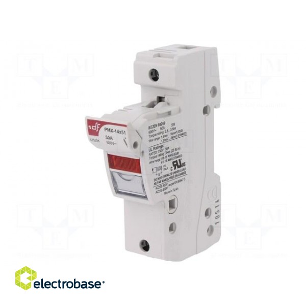 Fuse holder | cylindrical fuses | 14x51mm | for DIN rail mounting image 1