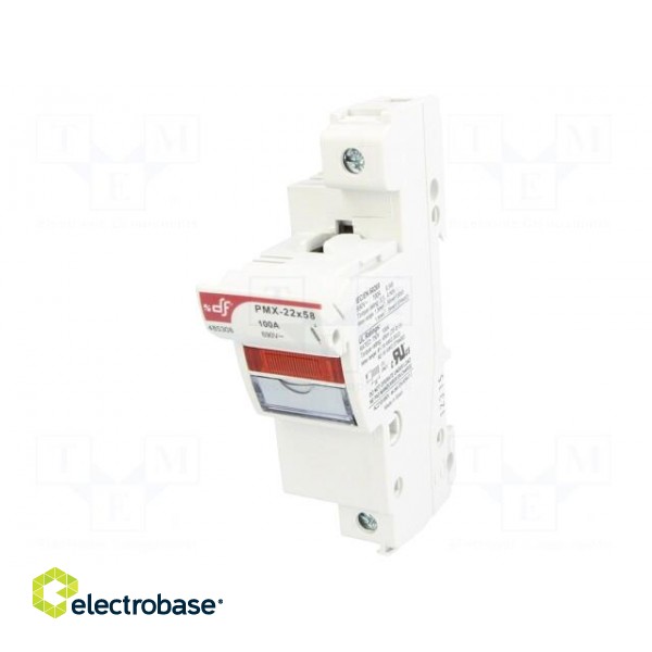 Fuse holder | cylindrical fuses | 22x58mm | Mounting: DIN | 100A | IP20 image 1