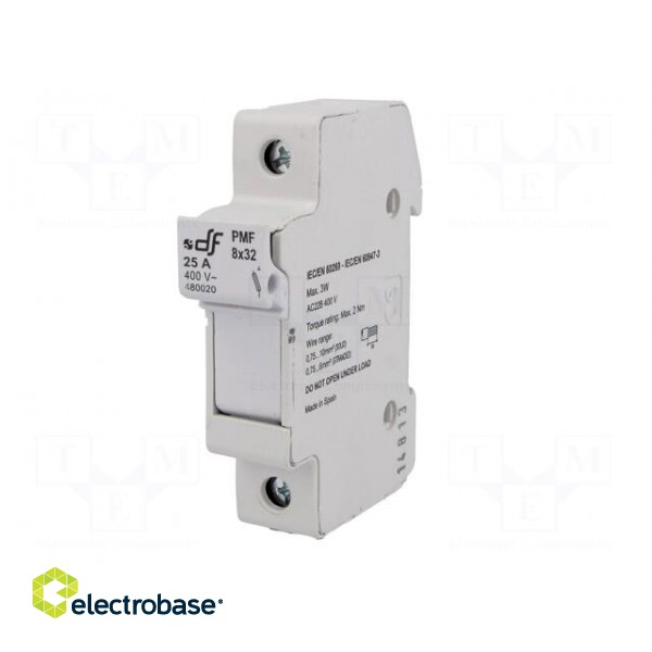 Fuse holder | cylindrical fuses | 8x31mm | Mounting: DIN | 25A | 400VAC image 2
