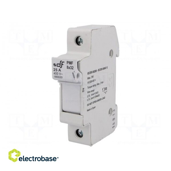 Fuse holder | cylindrical fuses | 8x31mm | Mounting: DIN | 25A | 400VAC image 1