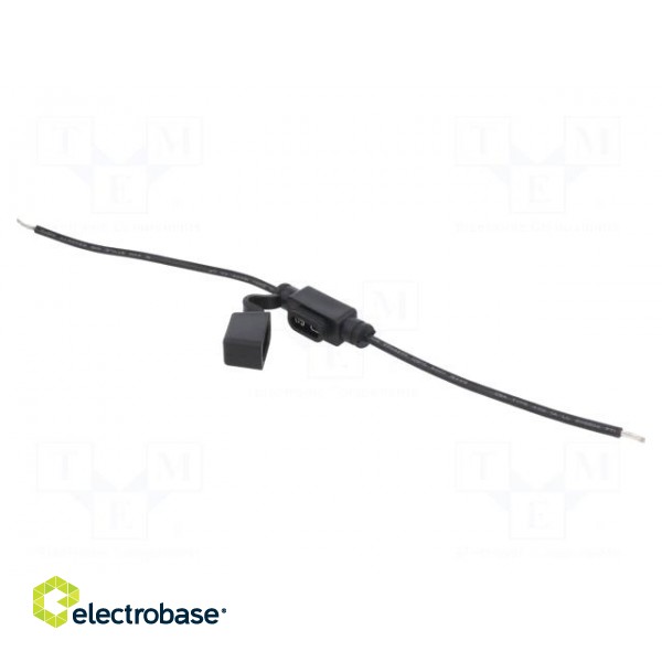 Fuse holder | 11mm | 15A | Leads: cables | -40÷85°C | 58V paveikslėlis 1