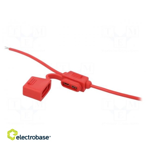 Fuse holder | 19mm | 15A | Leads: cables | -40÷85°C | 58V фото 2