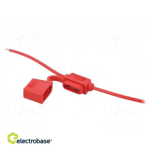 Fuse holder | 19mm | 15A | Leads: cables | -40÷85°C | 58V image 2