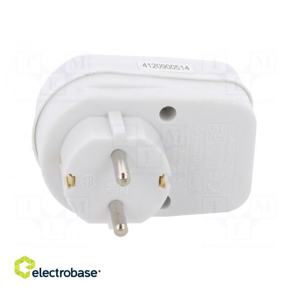Plug socket strip: supply | Sockets: 1 | 230VAC | 16A | white paveikslėlis 5
