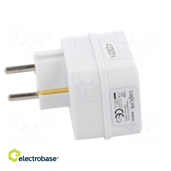 Plug socket strip: supply | Sockets: 1 | 230VAC | 16A | white paveikslėlis 7