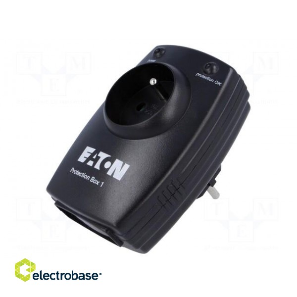Plug socket strip: protective | Sockets: 1 | 250VAC | 16A | black | IP20 image 1