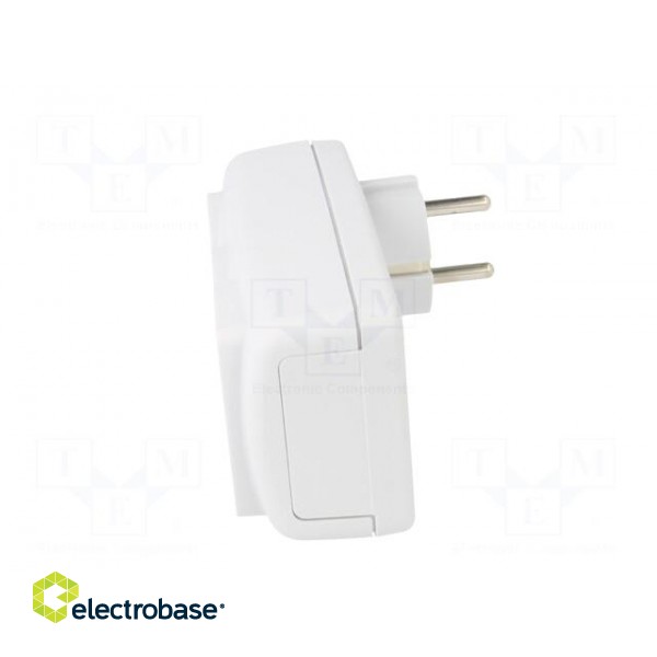 Plug socket strip: protective | Sockets: 2 | 230VAC | 10A | white paveikslėlis 3