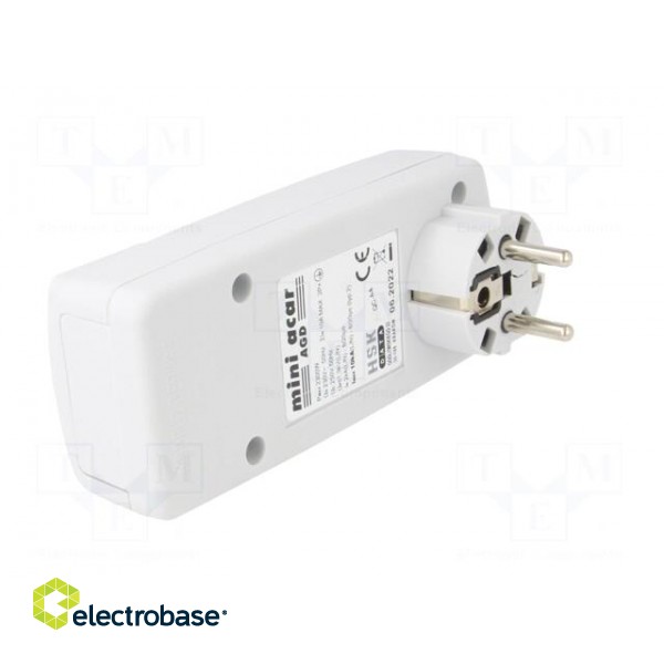 Plug socket strip: protective | Sockets: 2 | 230VAC | 10A | white paveikslėlis 4