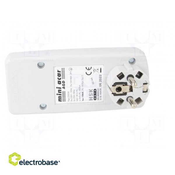 Plug socket strip: protective | Sockets: 2 | 230VAC | 10A | white paveikslėlis 5