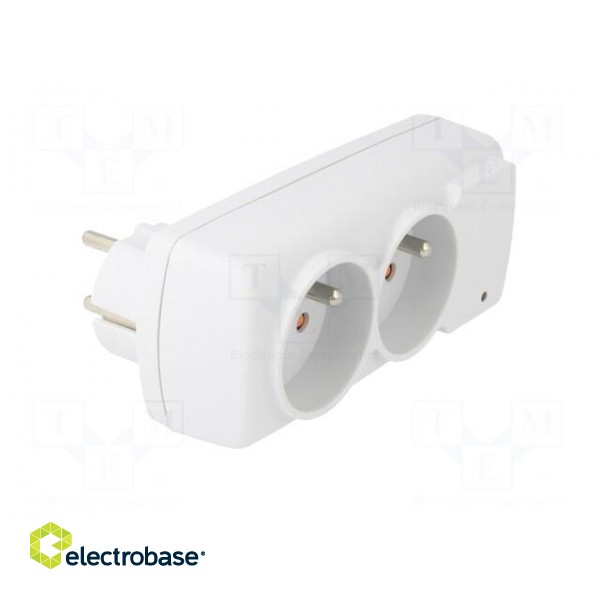Plug socket strip: protective | Sockets: 2 | 230VAC | 10A | white paveikslėlis 8
