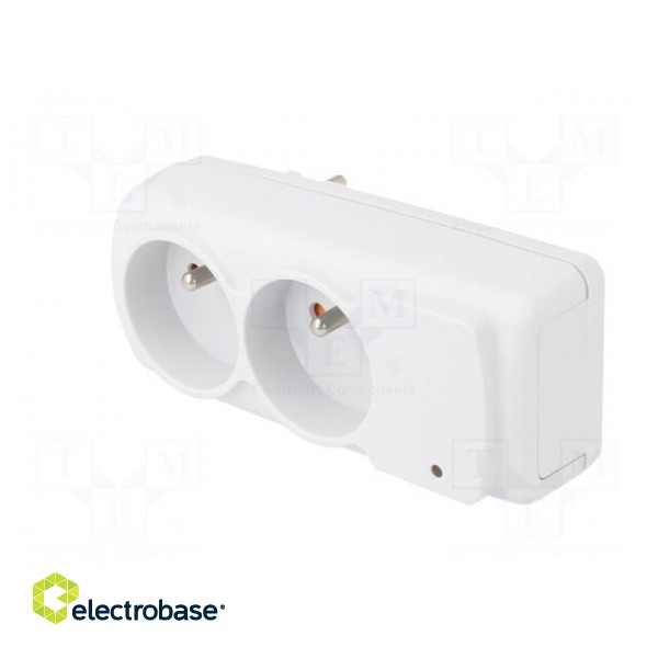 Plug socket strip: protective | Sockets: 2 | 230VAC | 10A | white paveikslėlis 2