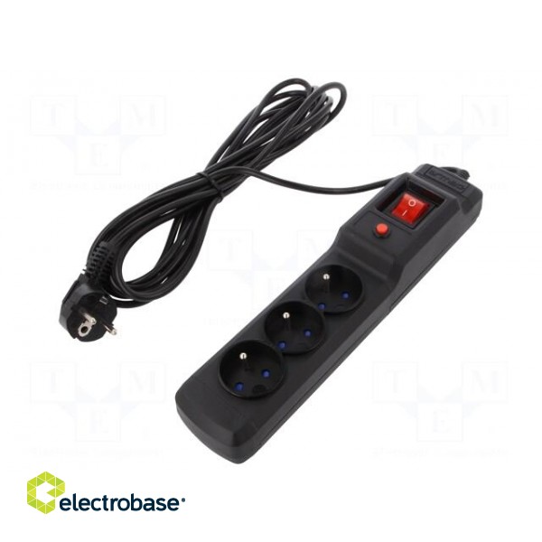 Plug socket strip: protective | Sockets: 3 | 250VAC | 10A | black