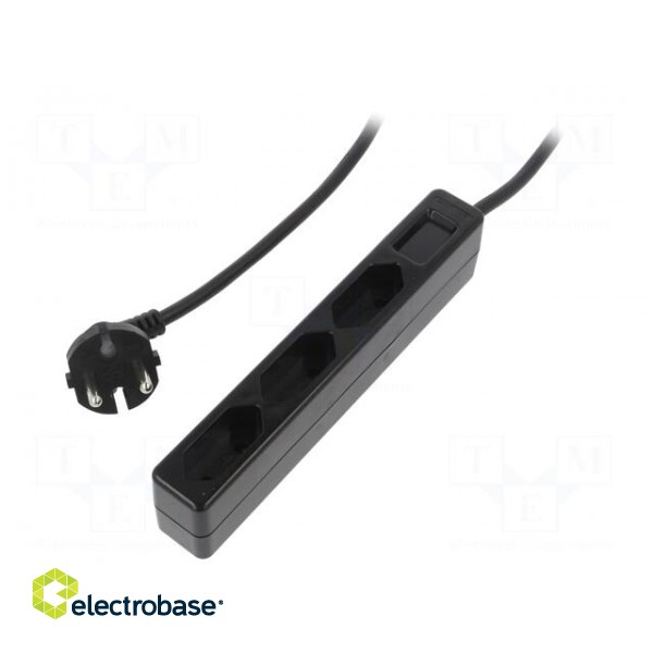 Plug socket strip: protective | Sockets: 3 | 250VAC | 7.5A | 1.5m | IP20
