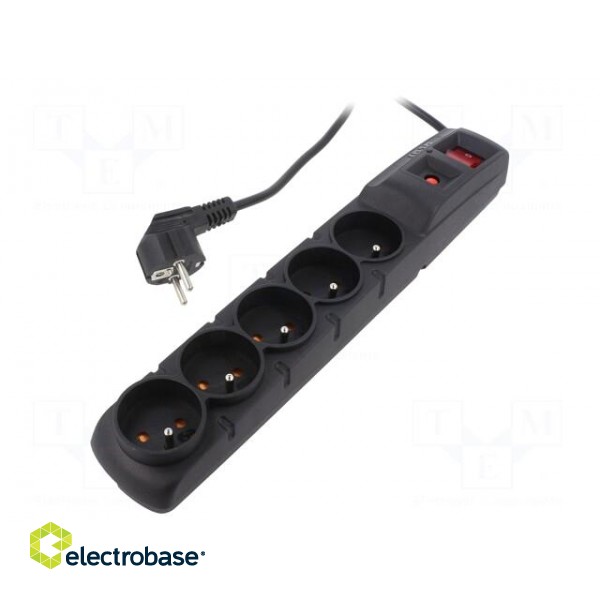 Plug socket strip: protective | Sockets: 5 | 230VAC | 10A | black