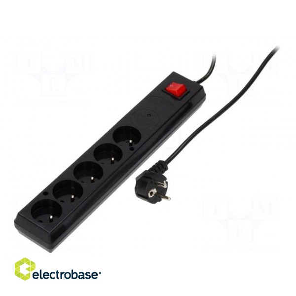 Plug socket strip: protective | Sockets: 5 | 230VAC | 10A | black
