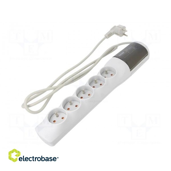 Plug socket strip: protective | Sockets: 5 | 230VAC | 10A | grey