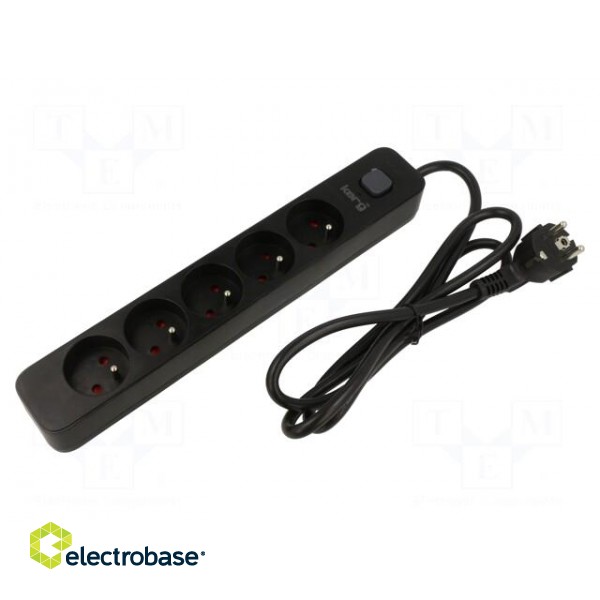 Plug socket strip: protective | Sockets: 5 | 230VAC | 16A | black | KERG