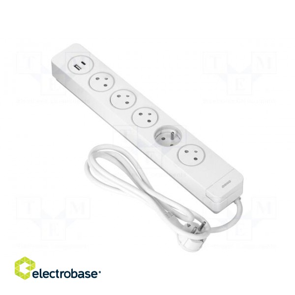 Plug socket strip: protective | Sockets: 5 | 230VAC | 16A | white | 1.5m