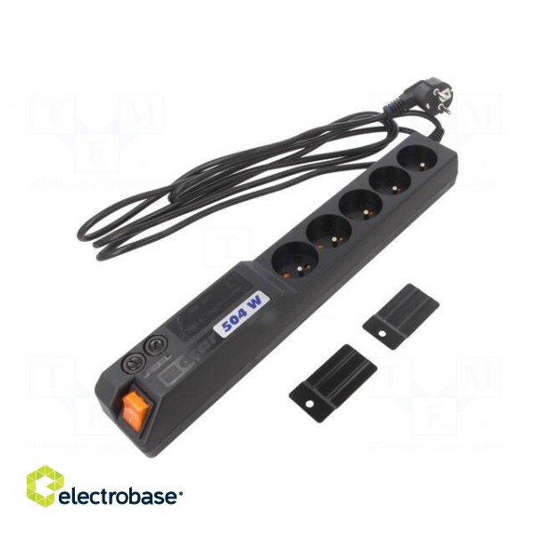 Plug socket strip: protective | Sockets: 5 | 250VAC | 10A | black