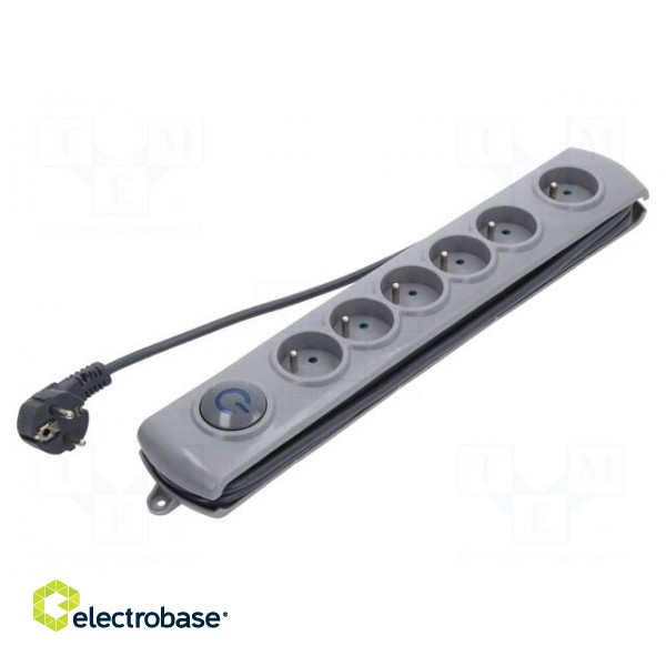 Plug socket strip: protective | Sockets: 6 | 230VAC | 10A | grey | 1.8m