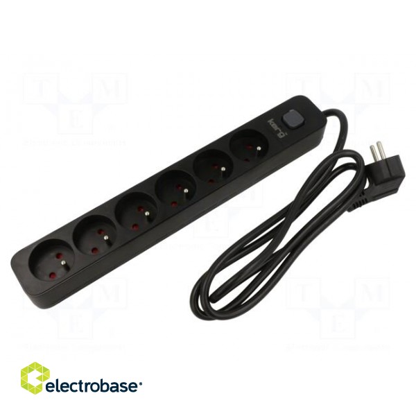 Plug socket strip: protective | Sockets: 6 | 230VAC | 16A | black | KERG