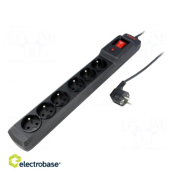 Plug socket strip: protective | Sockets: 6 | 250VAC | 10A