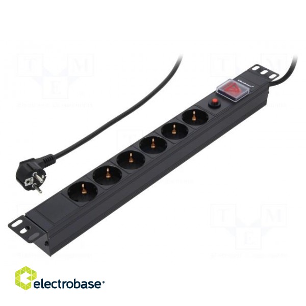 Plug socket strip: protective | Sockets: 6 | 250VAC | 16A | black