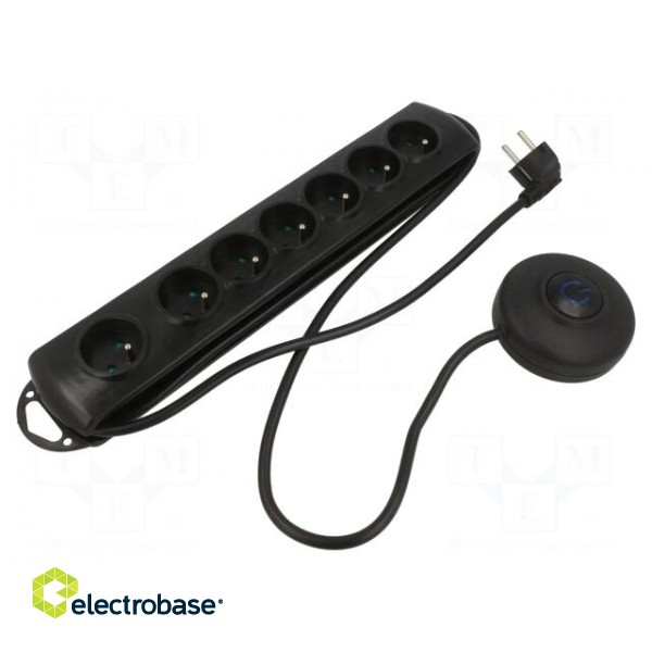 Plug socket strip: protective | Sockets: 7 | 230VAC | 10A | black image 1