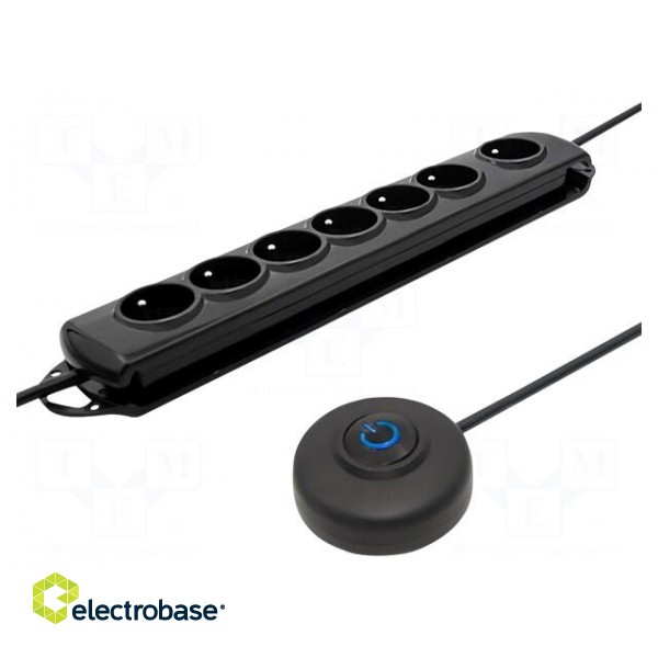 Plug socket strip: protective | Sockets: 7 | 230VAC | 10A | black image 2