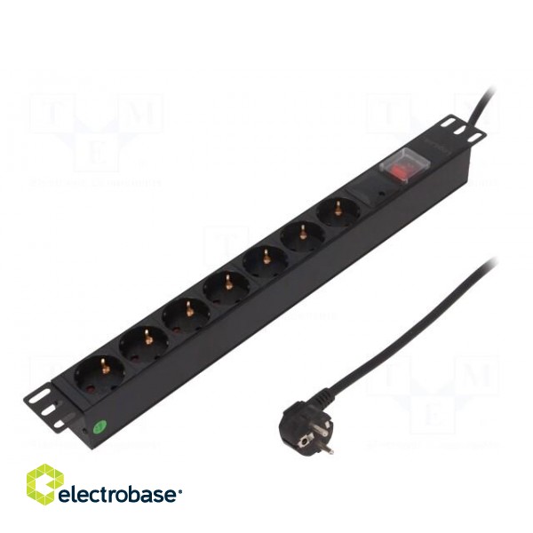 Plug socket strip: protective | Sockets: 7 | 250VAC | 16A | 2m image 1
