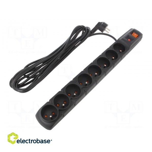 Plug socket strip: protective | Sockets: 8 | 230VAC | 10A | black