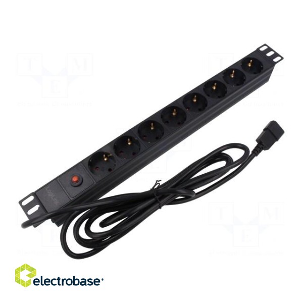 Plug socket strip: protective | Sockets: 8 | 230VAC | 10A | black | 3m