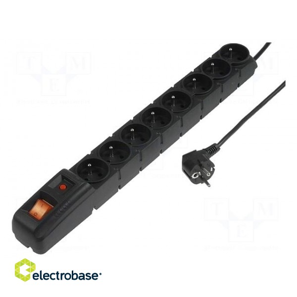 Plug socket strip: protective | Sockets: 8 | 230VAC | 10A | 480g