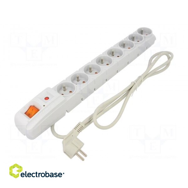 Plug socket strip: protective | Sockets: 8 | 230VAC | 10A | grey