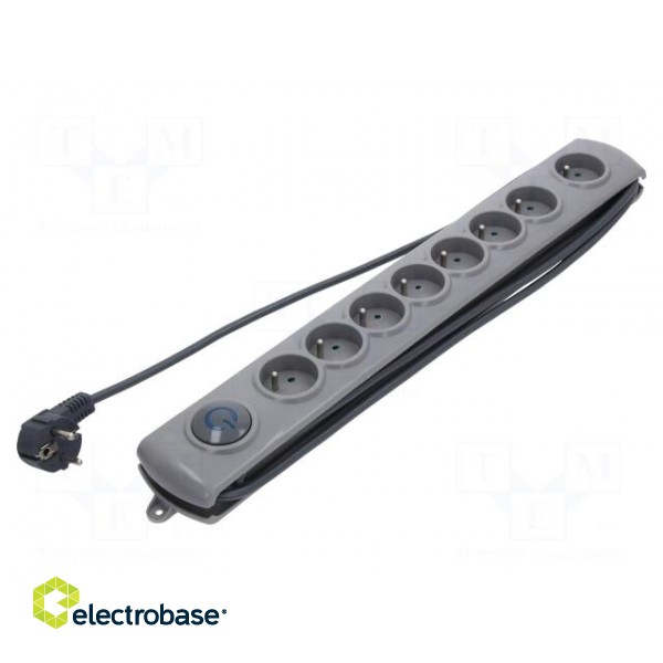 Plug socket strip: protective | Sockets: 8 | 230VAC | 16A | 3m