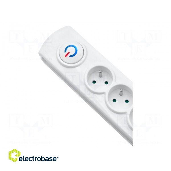 Plug socket strip: protective | Sockets: 8 | 230VAC | 10A | white image 1