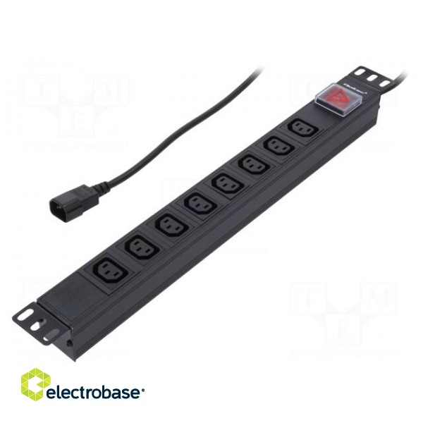 Plug socket strip: protective | Sockets: 8 | 250VAC | 10A | black