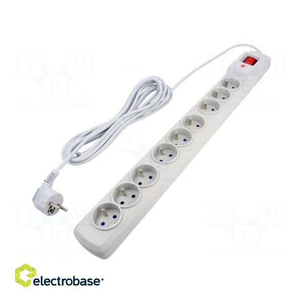 Plug socket strip: protective | Sockets: 9 | 250VAC | 10A | grey